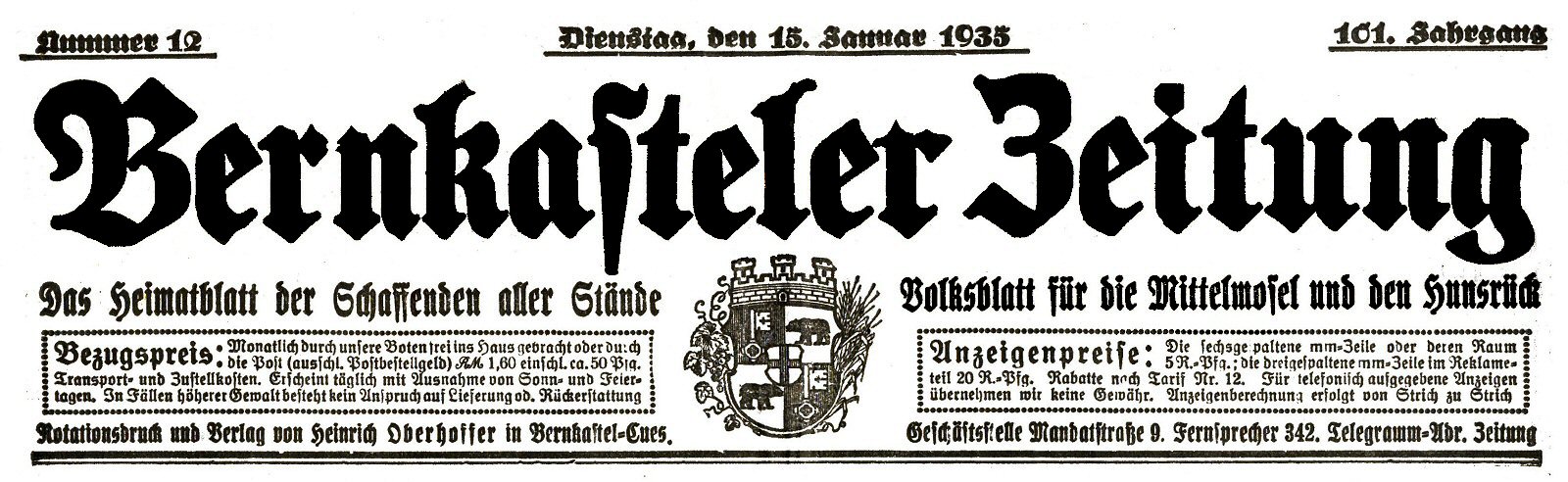 Berkasteler Zeitung 1935