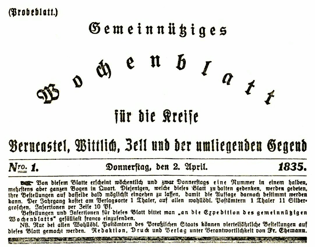 Wochenblatt 1835
