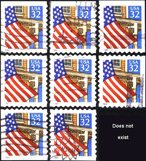 all stamps pane of 20 w/o divot